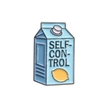 Cute milk carton enamel pin with blue finish and Self-Control lemon lettering - Lemon Milk Carton (QHXZ3086)