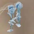 Light blue chiffon flower earrings with elegant pearl tassel drop and sweet floral design - 30# Silver Earring Post - Blue Flower Beaded Tassel