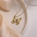 Polished 18K gold plated balloon bubble letter H pendant on a sleek snake chain necklace - Letter W (Single Pendant)