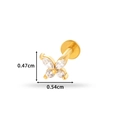 Golden butterfly labret stud in stainless steel with zircons, measuring 0.54cm by 0.47cm - Butterfly Motif (0159-6#) / Gold Yellow