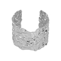 Modern wide silver cuff bracelet featuring unique textured molten lava surface finish - Silver Molten Metal Cuff B83