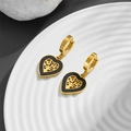 Orecchini a cuore Albero della Vita dorati con intarsio nero su vassoio bianco - Albero della Vita Vuoto (2362621) / Oro Nero