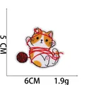 Detailed cat embroidery patch featuring orange cat with red yarn ball, 5x6cm size - 2# Orange Cat with Yarn Ball