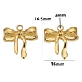 Golden stainless steel bow pendants with precise 16.5mm height and 16mm width measurements - Style 13 / Gold