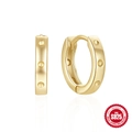 Classic 925 sterling silver wide hoop earrings with gold-plated dotted texture on white background - Style #6 / Gold