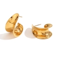 Boucles d'oreilles vagues en acier inoxydable plaqué or 18 carats au design fluide - Boucles d'Oreilles à Crochet Rainuré - Or