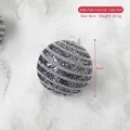 Sparkling black 8cm Christmas ball ornament with silver wavy lines and glitter finish - Shiny Black Chain Ball 8CM