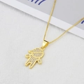 Minimalist 18k gold plated boy pendant necklace featuring cubic zirconia micro-pave - Gold Boy