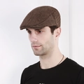 Béret classique marron à chevrons pour homme, idéal pour protection solaire et style rétro - 60CM / Café au Lait