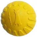 Durable bright yellow rubber pet tug toy ball with bone relief and anti-slip texture - 9cm Solid Ball
