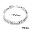 Sleek silver stainless steel Franco link bracelet with lobster clasp, 5mm width for men - Silver Wheat Chain-200mmx5mm(KB139961-K)