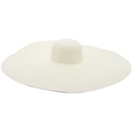 Close-up of a 25cm oversized wide brim straw hat in cream white with a wavy edge - 25cm Brim / White