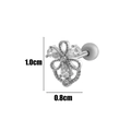 Silver flower stud earring with teardrop zircons measuring 1.0cm by 0.8cm on white background - Silver #8