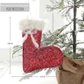 Sparkling red sequin Christmas stocking ornament with white faux fur trim and bow detail - Red Large Christmas Stocking