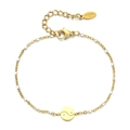 Bracciale bohémien in acciaio dorato con perline bianche e ciondolo Yin Yang chic - Perline Bianche/Pendente Tai Chi / Oro/Bianco