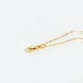 14K gold plated initial necklace featuring a polished water drop pendant on a link chain - Letter I / Gold