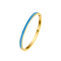 Macro shot of 3mm gold-plated titanium steel bangle with bright blue enamel inlay - 4MM Gold + Blue
