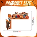 L-shaped wooden Halloween door corner decor with pumpkin character and black cat figures - MZ786A Left