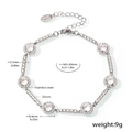 Bracciale in acciaio inossidabile argento con ciondoli in zircone tondi e maglie da 16 cm - Color Acciaio