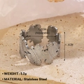 Adjustable silver leaf ring made of durable stainless steel for a minimalist trendy look - Steel (777 Leaf)