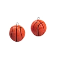 Paire de porte-clés basketball 3D en résine orange avec texture et anneaux métalliques - Basket-ball orange avec œillet