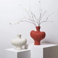 Nordic vintage irregular ceramic vases in beige and reddish brown for home decor - Homestay Decoration Set 3