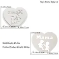 Mama heart silicone mold for resin casting with mother-child silhouette and dimension marks - Heart Mom & Baby Lid
