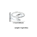 Silver crescent moon open ring with beaded band design and detailed size measurements - Crescent Moon Beaded Band Style (TYR0630)
