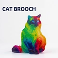 Lindo broche de gato con degradado de cielo estrellado colorido y brillo fondo blanco - Estilo Degradado de Cielo Estrellado de Arcoíris (YNCP6011) / Gato con Degradado de Arcoíris