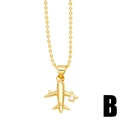 Collana minimalista con ciondolo aereo dorato e cristallo su catena a sfere da donna - Stile B