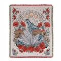 Coperta tessuta bohémien con farfalle e motivi mistici di fiori e fasi lunari - 130x160cm (Frange Incluse) / Farfalla Mistica