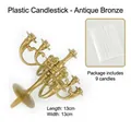 Chandelier en plastique bronze à 9 branches avec 9 bougies blanches pour la fête - Chandelier Or Vintage (A12) / Comprend 9 Bougies