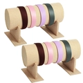 Haarreif-Displayständer aus Leinen in Beige mit T-Stange und stabilem Standfuß - Naturleinen