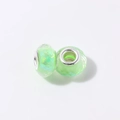 Faceted light green aurora resin large hole bead with silver metal core for DIY bracelets - Green