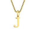 Minimalist gold-plated letter J pendant necklace with a sleek box chain for women - Letter J-Gold