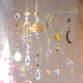 Set of 6 gold crystal suncatchers with lotus, moon, and star prisms for window garden decor - 6Pcs Gold Lotus Set