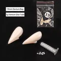 19mm vampire fangs set with 5g adhesive beads for Halloween cosplay on black fabric - 19mm Fangs + 5g Adhesive Set
