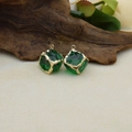 Pair of green resin square pendants with gold-plated edges for DIY jewelry making - Emerald