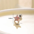 Pink starfish earring in medical steel with glitter finish and zircon center, 0.68cm size - Silver Base Mauve Starfish