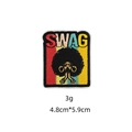Close-up of Swag embroidery patch featuring a Black girl silhouette and retro stripes - Style 1 SWAG African Girl