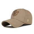 Khaki structured baseball cap with R letter shield embroidery and adjustable strap - Adjustable / Deep Beige