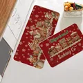 Christmas Gingerbread Baking Co kitchen rug set with gingerbread man and train patterns - 40*60+40*120cm [Set] / Gingerbread Man Red Theme (Christmas Set-4)