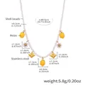 Shell pearl necklace with yellow resin lemon daisy and gold stainless steel bee charm - Lemon Daisy Bee Pearl Beaded Necklace (TXP288-3)