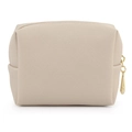 Pochette trucchi beige in pelle Saffiano con cerniera a goccia dorata elegante - Mini / Rosa Loto
