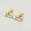 Exquisite gold earrings with crown star and moon design featuring colorful zircons - Colorful Zircon Star Moon