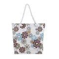 Ethnic style floral canvas tote bag with multi-color print and white rope handle - Snowflake Totem