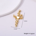 Detail of winged sword cross pendant with heart gem, measuring 3.5cm by 2.1cm - Cross Style H