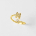 Verstelbare 18k vergulde ring met een micro-ingelegde zirkoon letter N bedel - Letter N