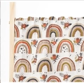 Muslin baby swaddle blanket featuring bohemian rainbow and floral prints on white cotton - Boho Rainbow (S112)