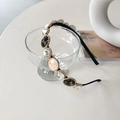 Baroque thin headband with black, pink crystals and gold metallic details - Mixed Colors
